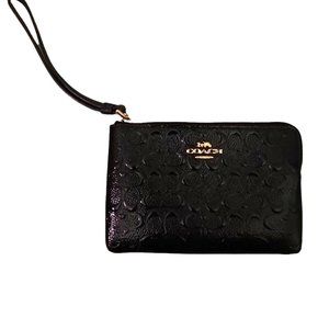 Coach Top Handle Pouch Purse Black Pre-Owned